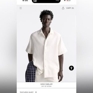 Zara men’s white short sleeve textured button up size small